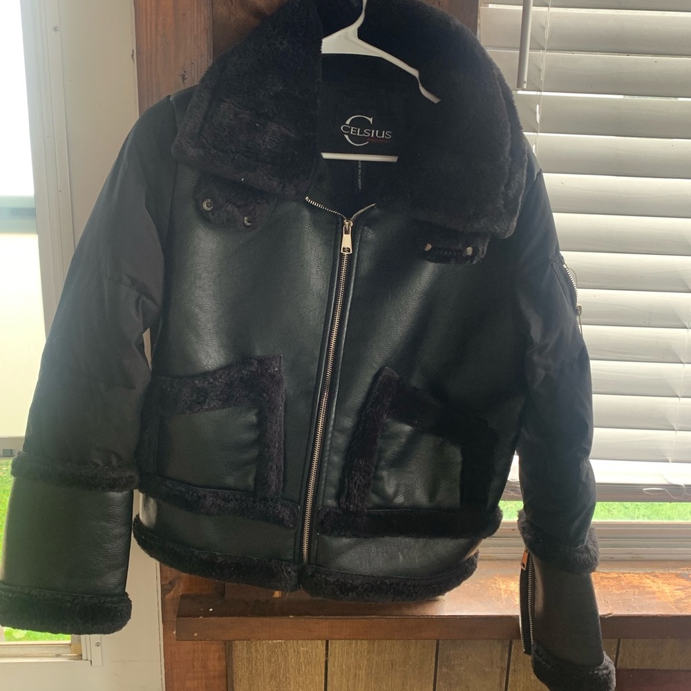 Celsius Black Faux Leather Jacket